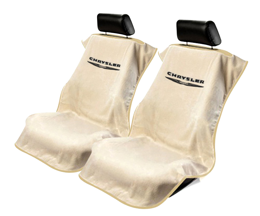 Seat Armour ® - Pair of Tan Towel Seat Covers with Chrysler Logo (SA100CHRT) - Main Image