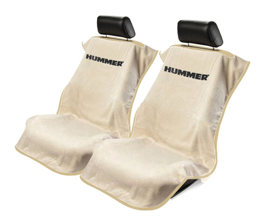 Seat Armour ® - Pair of Tan Towel Seat Covers with Hummer Logo (SA100HUMT) - Main Image