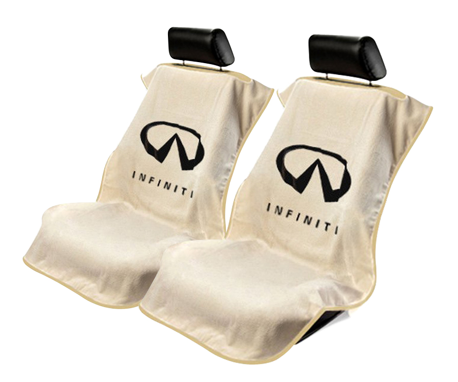 Seat Armour ® - Pair of Tan Towel Seat Covers with Infiniti Logo (SA100INFT) - Main Image