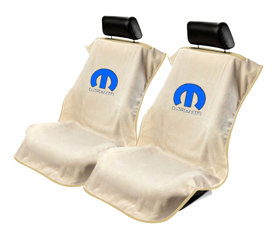 Seat Armour ® - Pair of Tan Towel Seat Covers with Mopar Logo (SA100MOPT) - Main Image