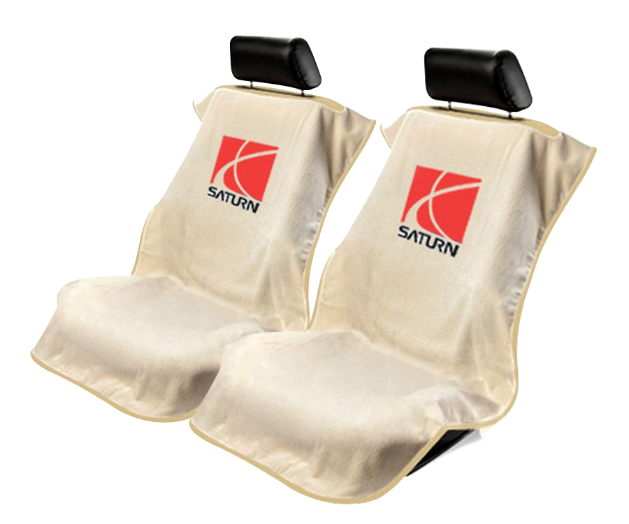 Seat Armour ® - Pair of Tan Towel Seat Covers with Saturn Logo (SA100SATT) - Main Image