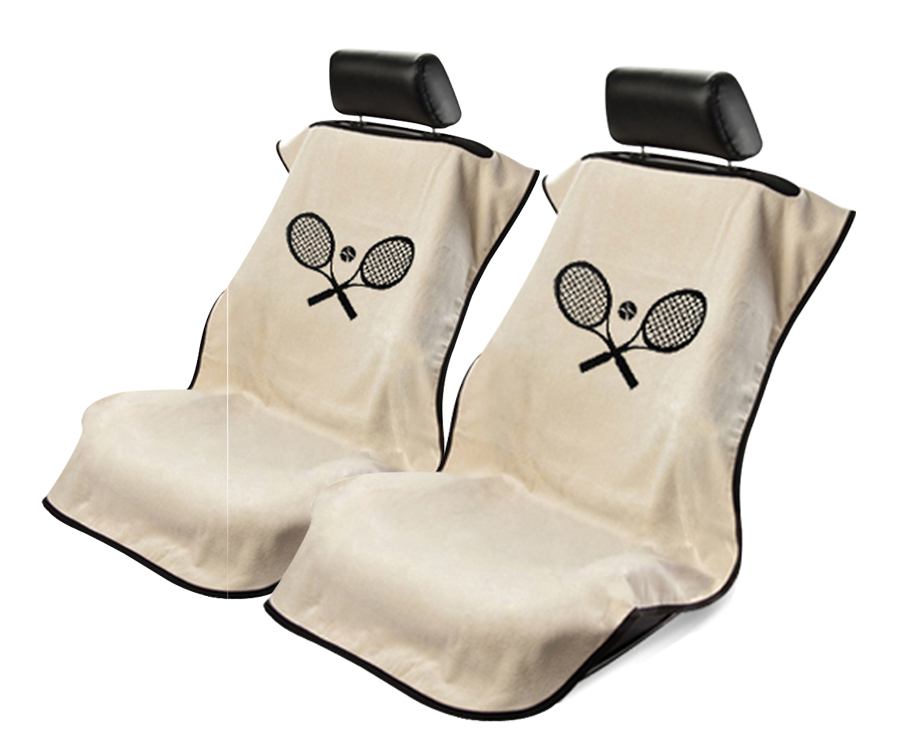 Seat Armour ® - Pair of Tan Towel Seat Covers with Tennis Logo (SA100TRCQT) - Main Image