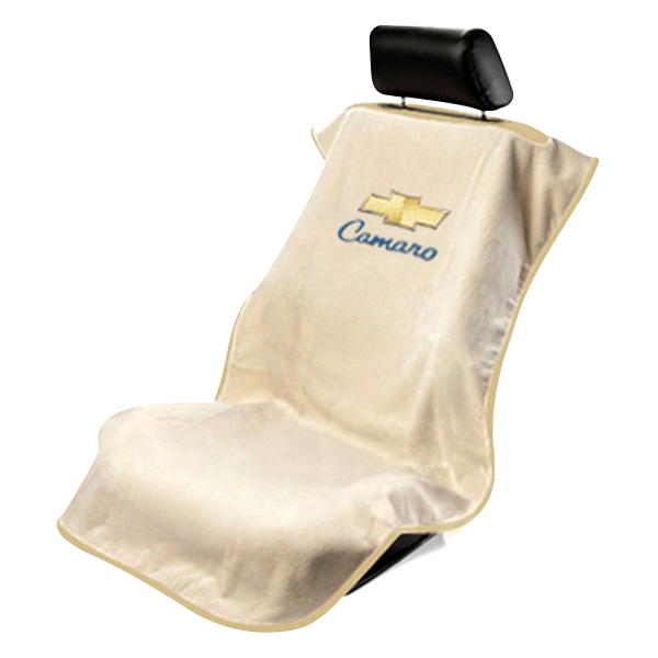 Seat Armour ® - Tan Towel Seat Cover with Chevy Camaro Logo (SA100CAMT) - Main Image