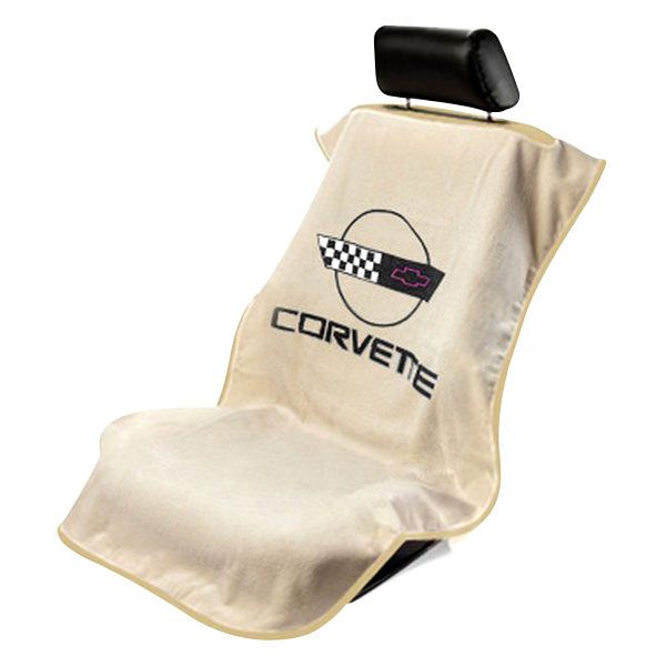 Seat Armour ® - Tan Towel Seat Cover with Corvette C4 Logo (SA100COR4T) - Main Image