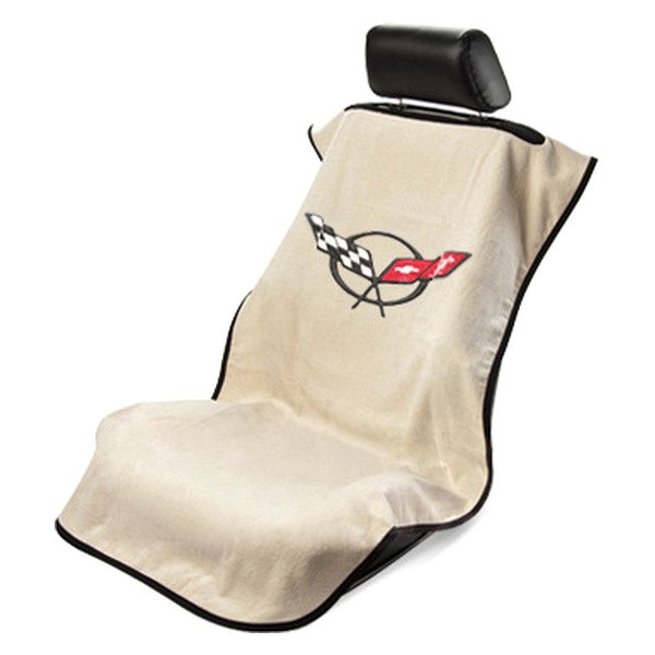 Seat Armour ® - Tan Towel Seat Cover with Corvette C5 Logo (SA100COR5T) - Main Image