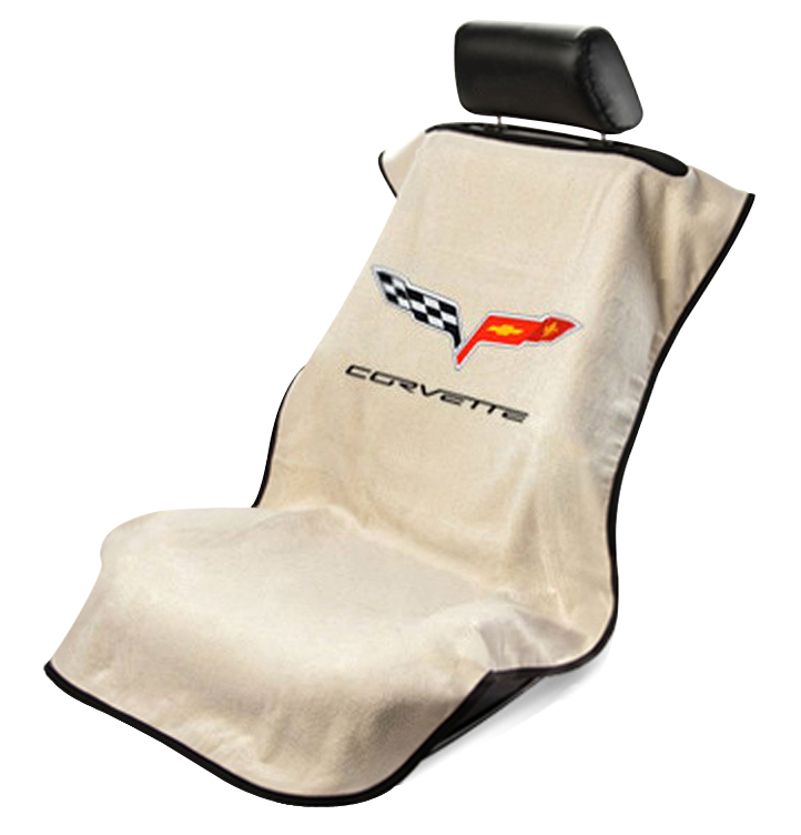 Seat Armour ® - Tan Towel Seat Cover with Corvette C6 Logo (SA100COR6T) - Main Image