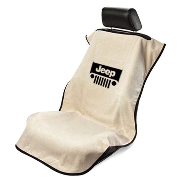 Seat Armour ® - Tan Towel Seat Cover with Jeep with Grille Logo (SA100JEPGT) - Main Image